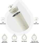 Ideus 17 oz Travel Coffee Mug, Double Wall Vacuum Stainless Steel Insulated Coffee Tumbler With Lid, Splash-Proof & Cup Holder Friendly, Keeps Drinks Hot/Cold, Dishwasher Safe, White - Image 4