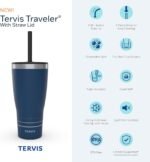 Tervis Traveler Skullicious Triple Walled Insulated Tumbler Travel Cup Keeps Drinks Cold & Hot, 30oz with Straw Lid, Stainless Steel - Image 4