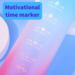 HOLABEAR Glass Motivational Daily Water Intake Bottle with Time Marker 32oz, Reusable, with Leakproof Bamboo Lid and Shoulder Sleeve, for Hot and Cold Drinks, BPA Free(Blue) - Image 3