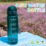 OLDLEY 17oz Kids Water Bottle for school Girls Boys, Motivational Water Bottles With Silicone Straw, Leak-Proof Tritan BPA-Free, Reusable water bottles for kids, Trout Green - Image 3