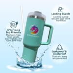 BRAVASiP 40 oz Stainless Steel Personalized Tumbler | Vacuum Insulated with Handle and Straw | Keeps Hot for 10 Hours & Cold for 24 Hours (green) - Image 4