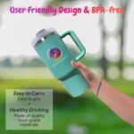 BRAVASiP 40 oz Stainless Steel Personalized Tumbler | Vacuum Insulated with Handle and Straw | Keeps Hot for 10 Hours & Cold for 24 Hours (green) - Image 5