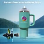 BRAVASiP 40 oz Stainless Steel Personalized Tumbler | Vacuum Insulated with Handle and Straw | Keeps Hot for 10 Hours & Cold for 24 Hours (green) - Image 6