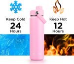 ThermoProof Double-Walled Vacuum Insulated Stainless Steel Water Bottle - Wide Mouth with Chug & Spout Lids, Dishwasher Safe, Reusable, Leakproof, Hot & Cold for Men, Women & Kids - 22oz, Pink - Image 4