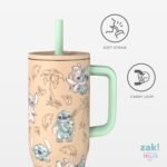Zak Designs Disney Sutton Travel Tumbler for On the Go, 30oz Stainless Steel with Vacuum Insulation, Silicone Straw, and Carry Handle for Cold Drinks (Stitch, Angel) - Image 3