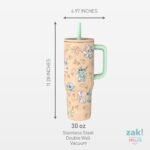 Zak Designs Disney Sutton Travel Tumbler for On the Go, 30oz Stainless Steel with Vacuum Insulation, Silicone Straw, and Carry Handle for Cold Drinks (Stitch, Angel) - Image 5