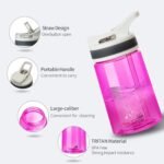 AceCamp 12oz Small Water Bottle 2 Pack with Straw for Kids and Adults BPA Free Tritan Sports Fitness Bottle Leak-Proof Durable Pink 2pcs - Image 3