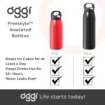 OGGI Freestyle Stainless Steel Insulated Water Bottle- Double Wall Vacuum Insulated, Travel Thermos, 23oz(680ml), Red - Image 8