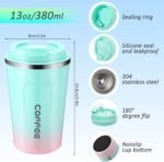Honeydak 5 Pack Travel Coffee Mugs 12oz Insulated Coffee Cup with Lid Stainless Steel Vacuum Gradient Colorful Tumbler Reusable Leakproof Travel Cups for Hot & Cold Drinks - Image 3