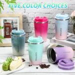 Honeydak 5 Pack Travel Coffee Mugs 12oz Insulated Coffee Cup with Lid Stainless Steel Vacuum Gradient Colorful Tumbler Reusable Leakproof Travel Cups for Hot & Cold Drinks - Image 4