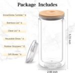 BGRAING 6 Pack 16 oz Acrylic Snow Globe Tumbler Double Wall Plastic Snowglobe Tumbler Cups with Pre-Drilled Hole, 100% Leak Proof, with Bamboo Lids & Clear Lid, for Snow Globe Glitter DIY Gift - Image 5