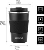 GEMFUL To Go Coffee Mug with Lid 13 oz Insulated Coffee Cups Spill Proof Travel Tumbler Leak Proof Vacuum Stainless Steel Reusable for Hot Cold Drinks Women Men (Black) - Image 3