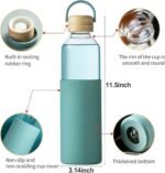 wangsdjy 34oz Glass Water Bottles with Silicone Sleeve, BPA Free Water Bottle Glass with Leak-Proof Lid, Reusable Water Bottle for Hot & Cold, Ideal for Hiking Travel Gym office (Green) - Image 3