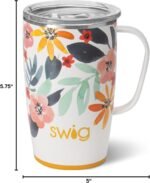 Swig Life 18oz Travel Mug, Insulated Tumbler with Handle and Lid, Cup Holder Friendly, Dishwasher Safe, Stainless Steel, Travel Coffee Cup (Honey Meadow) - Image 5