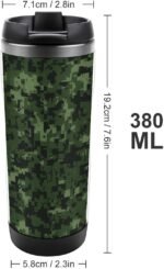 GFLFMXZW Green Army Digital Camouflage Print Tumbler Stainless Steel Tumbler with Lid And Straw Insulated Tumblers Double Wall Vacuum Water Bottle Travel Coffee Mug Gifts for Women Men - Image 3