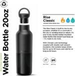 Klean Kanteen Rise Classic Insulated Water Bottle - Keep Drinks Cold for 65 Hours - Stainless Steel - Insulated Water Bottle - Leak & Sweat-Proof - Arch Loop Cap - 20 oz - Black - Image 3