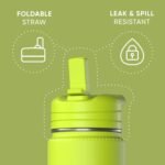 Hydrapeak Mini 14oz Water Bottle with Straw Lid, Insulated Water Bottle, Water Bottle Stainless Steel, Water Bottles (Neon Green) - Image 3
