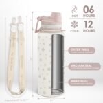 Star and Moon Stainless Steel Water Bottle with Strap 32oz, Insulated Bottles with Straw and Spout Lid for Gym Sports Travel Outdoor, Gifts for Women Girls Birthday Christmas - Image 4