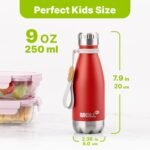 Mollcity Small Water Bottles for Kids -9 oz Stainless Steel Vacuum Insulated Leak Proof Water Bottle for School Cola Shape Mini Water Bottle for Girls(Red) - Image 3