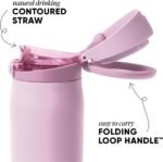 Simple Modern Mesa Loop Water Bottle with Covered Straw and Handle | 24oz Cup Holder Friendly Insulated Stainless Steel Bottles for Travel, Sports and School | Pink Champagne - Image 3