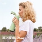 Simple Modern Mesa Loop Water Bottle with Covered Straw and Handle | 24oz Cup Holder Friendly Insulated Stainless Steel Bottles for Travel, Sports and School | Pink Champagne - Image 9