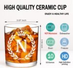 Jmugmt Personalized Whiskey Glasses Gifts for Men, Letter N Initial Whiskey Glass, Christmas Birthday Gifts for Men Husband Brother Dad, 10 OZ Old Fashioned Glass with Gift Box(Letter N) - Image 6