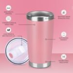 VQRRCKI 20 oz Tumbler Stainless Steel Tumblers Bulk with Lid Double Wall Insulated Coffee Tumbler Cups for Hot & Cold Drinks Powder Coated Travel Coffee Tumbler Mug Metal (Rose Pink, 6 pack) - Image 3