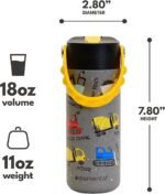 Elemental Insulated Kids Water Bottle, Stainless Steel Water Bottle with Straw Lid & Pop-It Handle, Leak-Proof Water Bottles for School, Boys or Girls, Travelling and Sports, 18oz - Construction - Image 3