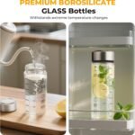 Sursip 16 oz Glass Juice Bottles – 4 Pack Wide Mouth Borosilicate Glass Bottles with Lids – Heat-Resistant, BPA Free, Leakproof & Reusable for Juicing, Smoothies, Milk, Protein, Water - Image 3