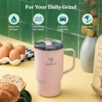 REDUCE 18 oz Hot1 Stainless Steel Insulated Mug with Temperature Adjusting Lid - Dual-Wall Vacuum, Cupholder Friendly - Keeps Drinks Hot for 6 Hours - Ideal for Coffee, Tea & Other - Pink Salt - Image 4