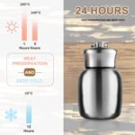 Mini 7 oz Stainless Steel Water Bottle, Small Vacuum Insulated Leak Proof Sport Tumbler Cup Hot and Cold Water Bottle for Women Girls Kids Gift Milk Tea Lunch (Silver) - Image 3