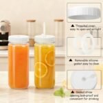 Ruckae 16 oz Glass Juice Bottles with Dual Scale-10 Pack Reusable Glass Bottles with Lids and Straws for Juicing,Smoothies,Water,Kombucha-Juice Containers for Kitchen,Fridge,or Gym (Transparent) - Image 3