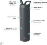 Simple Modern Water Bottle with Straw lid | Insulated Stainless Steel Thermos | Reusable Travel Water Bottles for Gym & Sports | Leak Proof & BPA Free | 24oz, Graphite - Image 4
