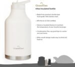 GRANDTIES 2 Lids Sports Stainless Steel Water Bottles – Wide Mouth Vacuum Insulated Reusable Leak Proof BPA-Free Travel Metal Canteen, Thermal Bottles for Men Women Gym (Ivory White 64 oz) - Image 3