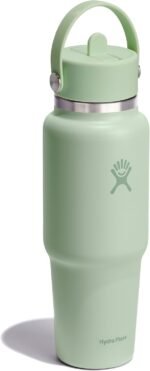Hydro Flask Travel Water Bottle - Insulated Stainless Steel - Wide Straw Lid, Non Spill, Leakproof in 32 Oz Aloe Green - Image 3