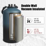 ABOTOCUP 1 Gallon Insulated Water Bottle, Keeps Cold 24H & Hot 12H, Straw Lid & Paracord Handle, 128 oz Double Wall Leak-proof BPA Free, Powder Coated - Image 3
