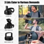 ABOTOCUP 1 Gallon Insulated Water Bottle, Keeps Cold 24H & Hot 12H, Straw Lid & Paracord Handle, 128 oz Double Wall Leak-proof BPA Free, Powder Coated - Image 4