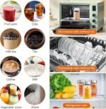 Akamino 4 Set Glass Juice Bottles,12 Oz Wide Mouth Glass Shaker Bottle with Stainless Steel Lids and Scale,Reusable Empty Drink Containers with Sleeve Brush for Milk Tea,Smoothies,Beverage - Image 5