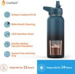 CIVAGO 64 oz Insulated Water Bottle With Straw, Half Gallon Stainless Steel Sports Water Flask Jug with 3 Lids (Straw, Spout and Handle Lid), Large Metal Thermal Cup Mug, Deep Orange - Image 4
