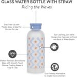 Studio Oh! New Glass Water Bottle with Straw 25oz, Reusable Cute Glass Bottle Eco Friendly, Shatter-Resistant, Aesthetic Waterbottle with Silicone Coating, Riding The Waves Design - Image 4