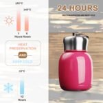 Mini 7 oz Stainless Steel Water Bottle, Small Vacuum Insulated Water Bottle Leak Proof Sport Tumbler Cup Hot and Cold Water Bottle for Women Girls Kids Gift Milk Tea Lunch (Rose) - Image 3