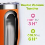 Mollcity Kids Tumbler with Handle 12 oz Insulated Cup with Leak Proof Lids and Straws-Reusable Stainless Steel Vacuum Tumbler with Silicone Pad, BPA Free (Orange) - Image 3