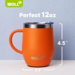 Mollcity Kids Tumbler with Handle 12 oz Insulated Cup with Leak Proof Lids and Straws-Reusable Stainless Steel Vacuum Tumbler with Silicone Pad, BPA Free (Orange) - Image 4