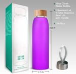Urban Green Glass Water Bottle with Protective Silicone Sleeve and Bamboo Lid, 18oz, 1extra 304 Stainless Steel Lid with Handle, BPA Free, Dishwasher Safe, Valentine Gift - Image 3