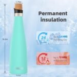 koodee Wine Bottle - 32 oz Insulated Stainless Steel Wine Bottle with Double Wall Vacuum Sealed Lids,for Wine Lovers Keeps Wine Cold for 24 Hours and Hot for 12 Hours (TF blue,1000ml) - Image 3