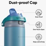 ENCOOL Leakproof Insulated Water Bottle with Straw Dual-Sip Water Bottle Bag-Safe Design for Work, Commute & Gym – Keeps Drinks Cold All Day, 40 oz, Teal Blue - Image 3