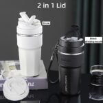 16 oz Stainless Steel Travel Mug – Double Wall Vacuum Insulated Coffee Cup – Leak-Proof Flip Lid – Hot & Cold Retention – Ceramic Inner Liner – BPA-Free Tumbler for Commuting, Office, Outdoor - Image 3