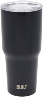 BUILT Double Walled Stainless Steel Tumbler Set with Replacement Lid, 2 Reusable Tritan Wire Straw Cleaning Brush in Gift Box, 1 Count (Pack of 1), Black, 30 fl.oz. - Image 4