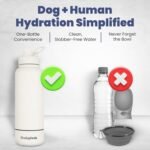 Dog Water Bottle for Dog Lovers - 32 oz Stainless Steel Double Wall Insulated Water Bottle with 8 oz Detachable Bowl on Bottom- Ideal Gift for Doggy Lovers for Christmas - Cream - Image 3