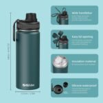 SASEUM Kids Sport Water Bottle 18oz Stainless Steel Double Wall Vacuum Thermal Mug with Leak Proof Spout Lids, Wide Mouth Metal Insulated Water Jug for Gym and Travel,Blue - Image 3